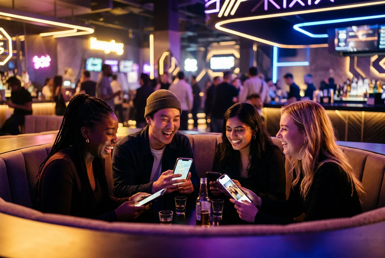 Friends playing social games together